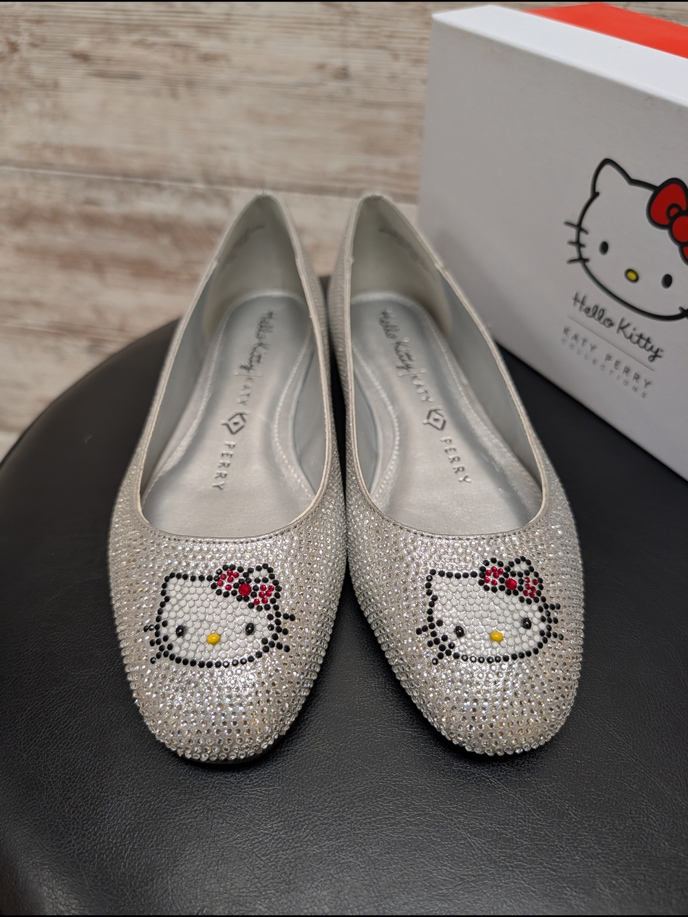 Katy Perry Silver Hello Kitty Crystal Ballet Flats, New w/Box - Size 6